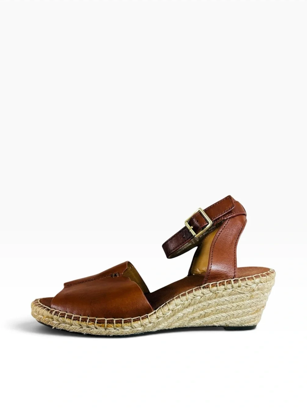 Clark’s Artisan Petrina Selma Nutmeg Leather Wedge Espadrille Sandals 8